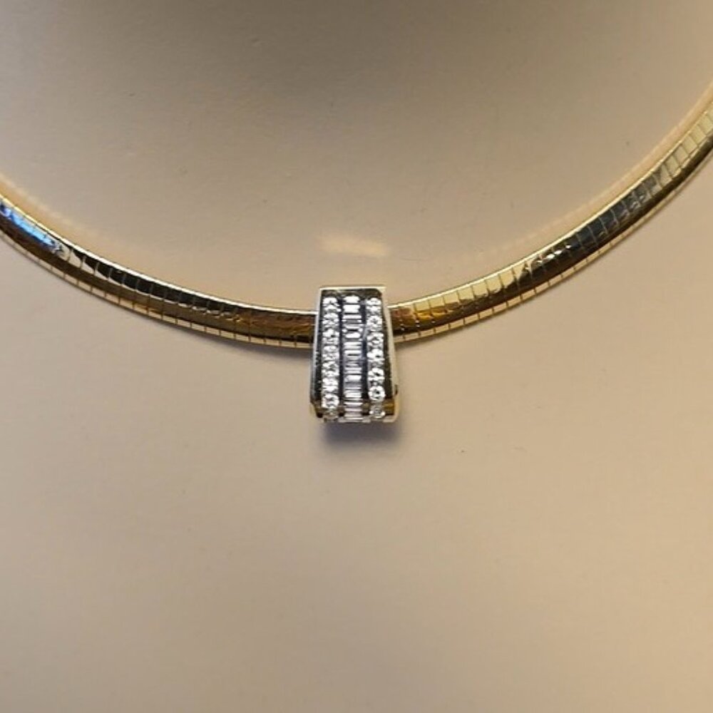 LADY'S VINTAGE 18K YELLOW GOLD NATURAL DIAMOND SLIDE ENHANCER PENDANT